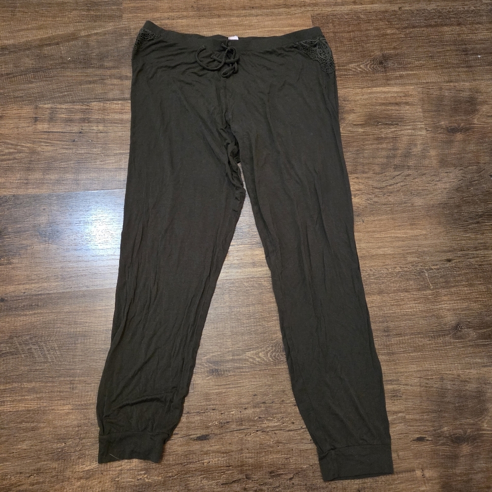 Victoria's Secret Lounge Pants Olive Green Large Side Lace Casual